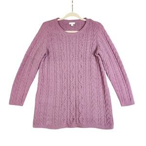 J Jill Womens Cable Knit Fisherman Chenille‎ Sweater Petite Small Purple Cozy
